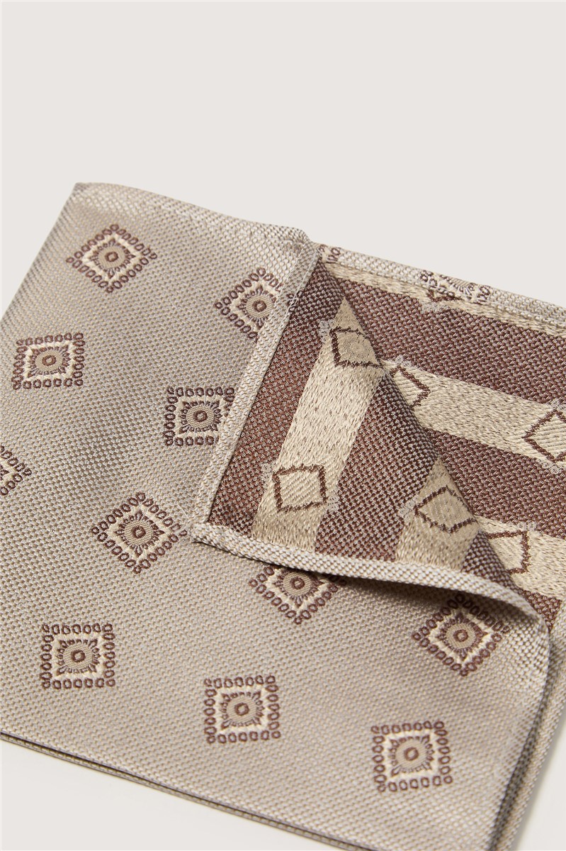  Champagne Medallion Silk Pocket Square
