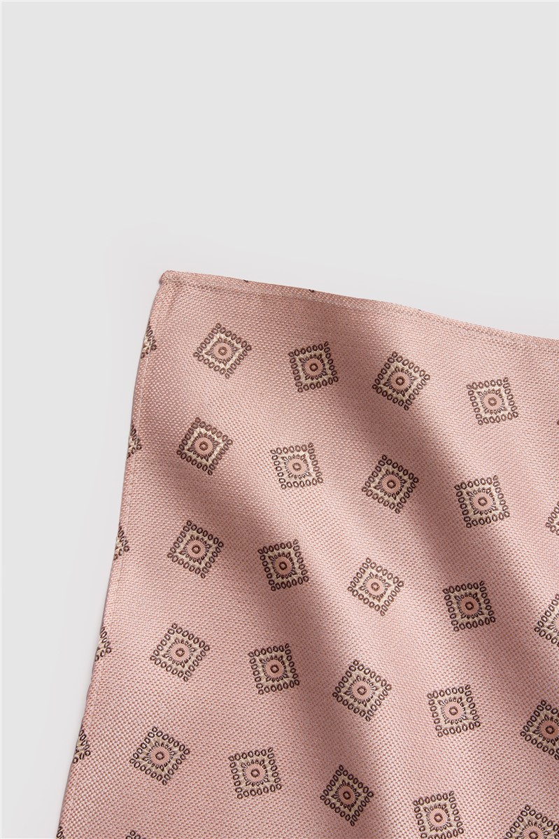  Pink Medallion Silk Pocket Sqaure