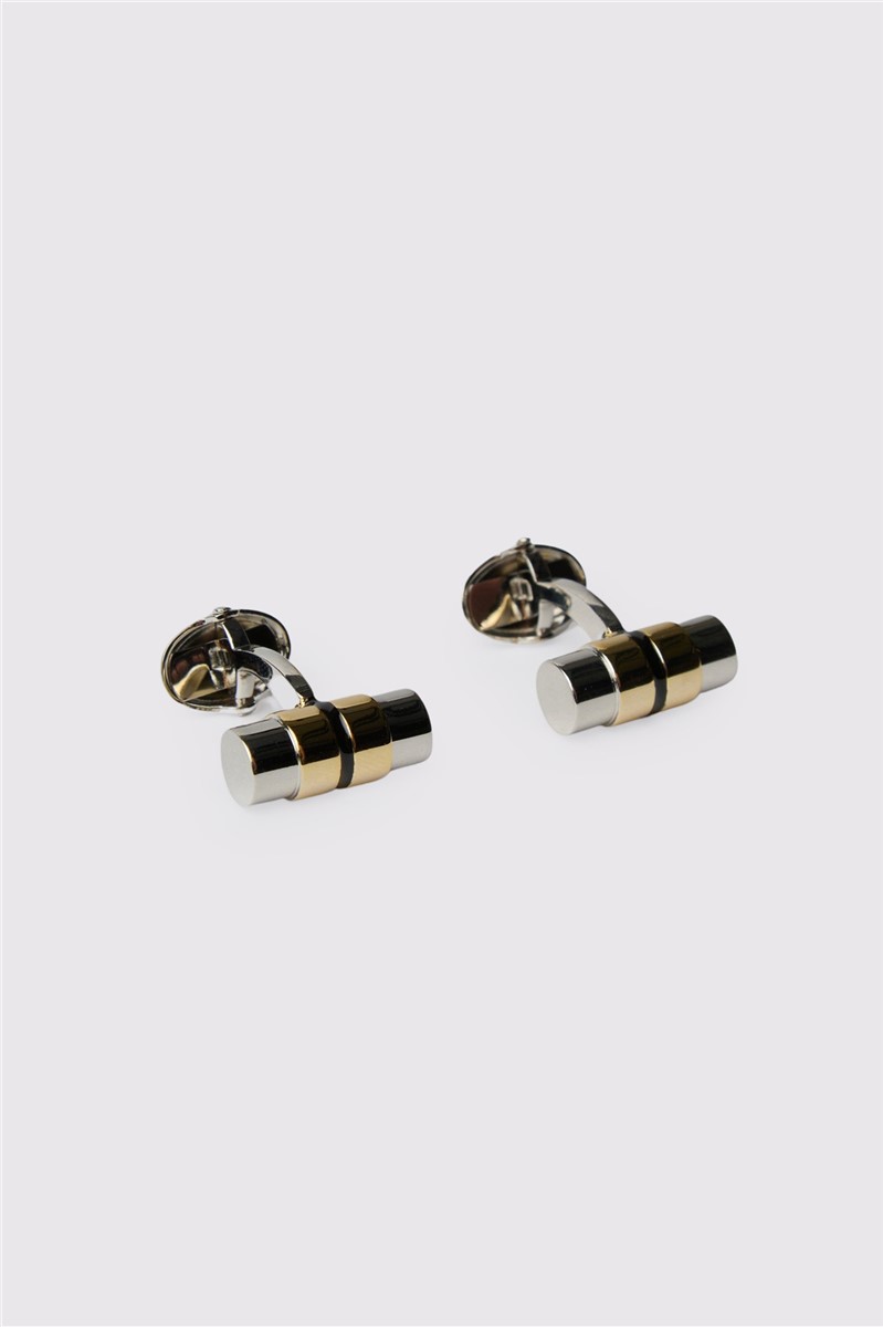 Black and Gold Barrell Cufflinks