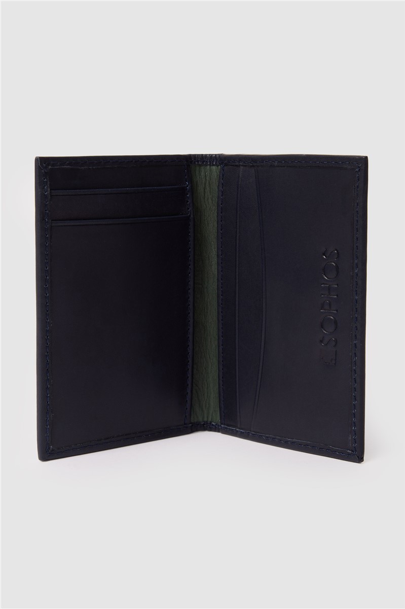  Navy Leather Card Holder