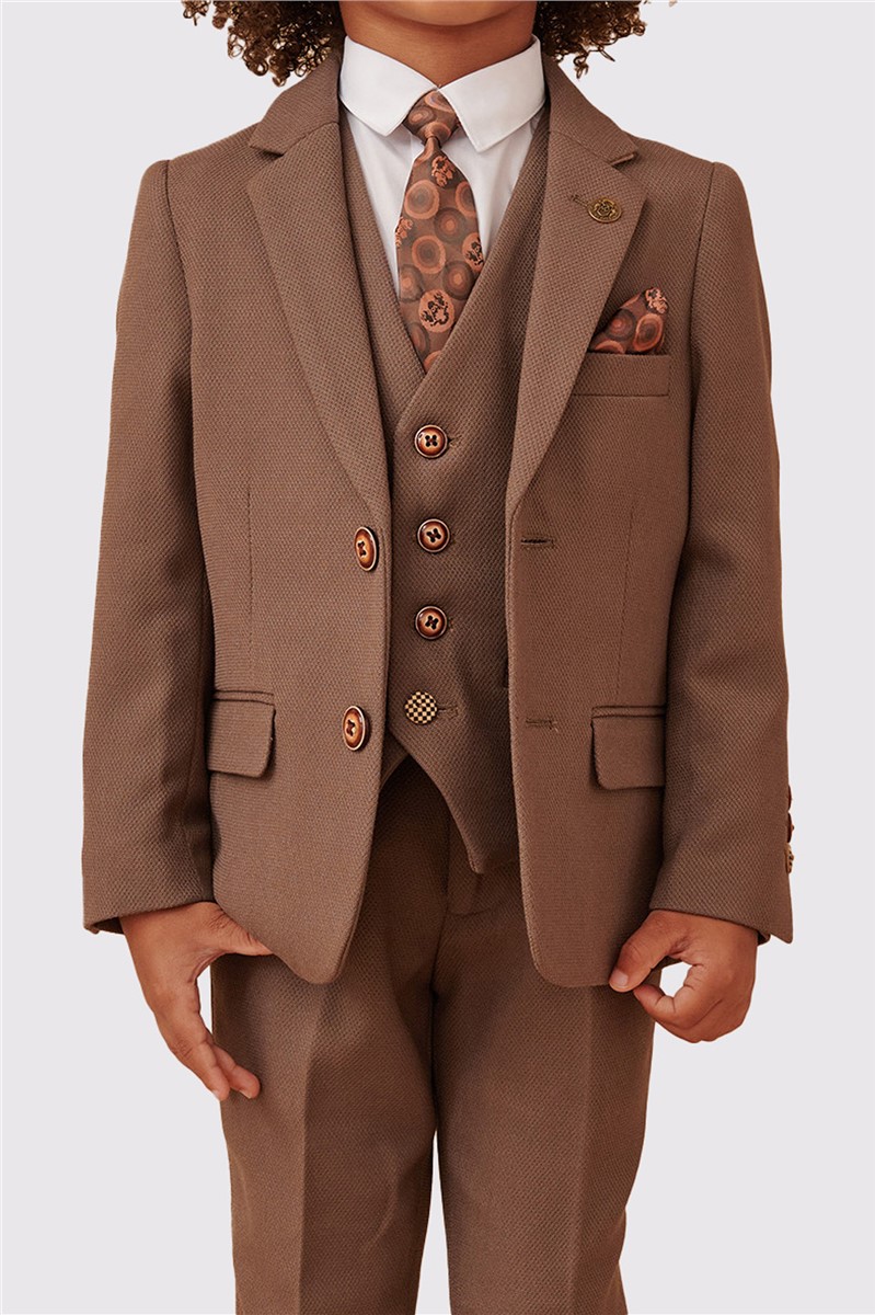  HM5 Children's Tan Check Three Piece Suit
