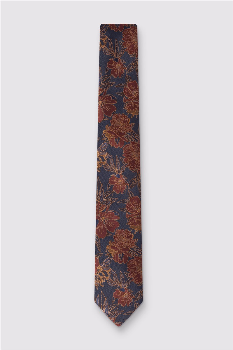  Navy Large Floral Tie
