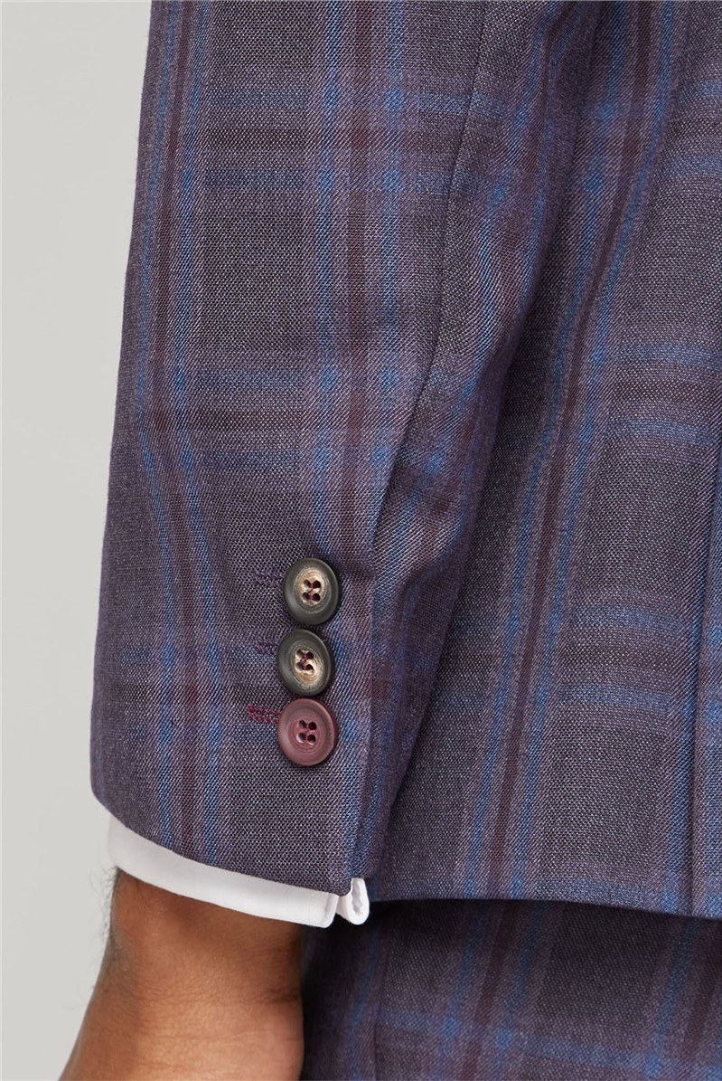  Purple Check Double Breasted Waistcoat