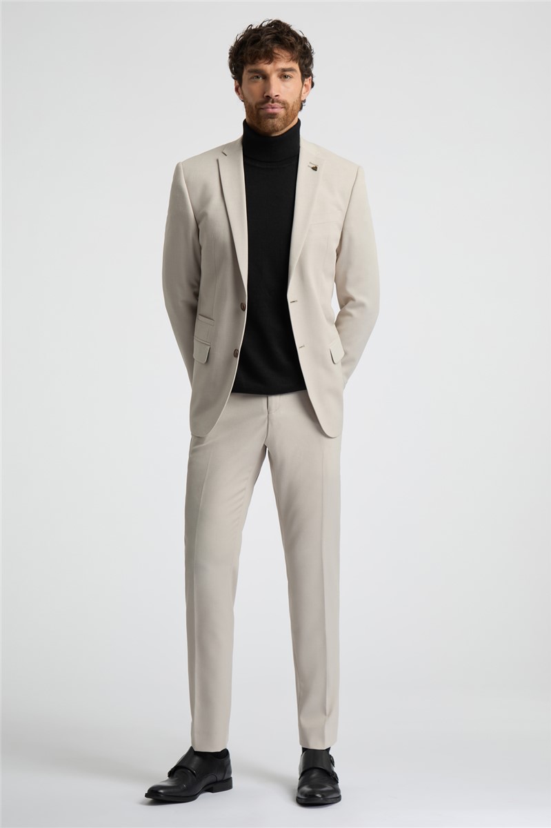  Slim Fit Ecru Texture Suit