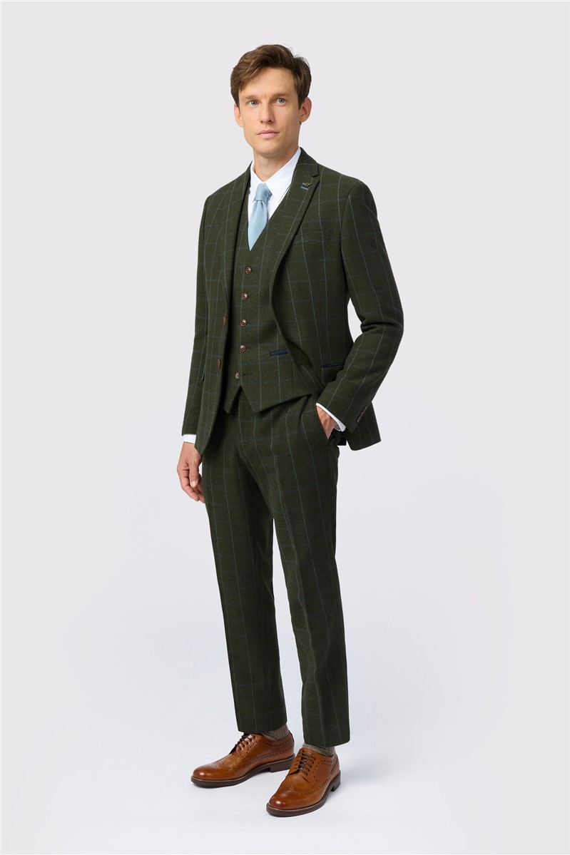 Antique Rogue - Hooper Green and Blue Check Tweed Suit Jacket