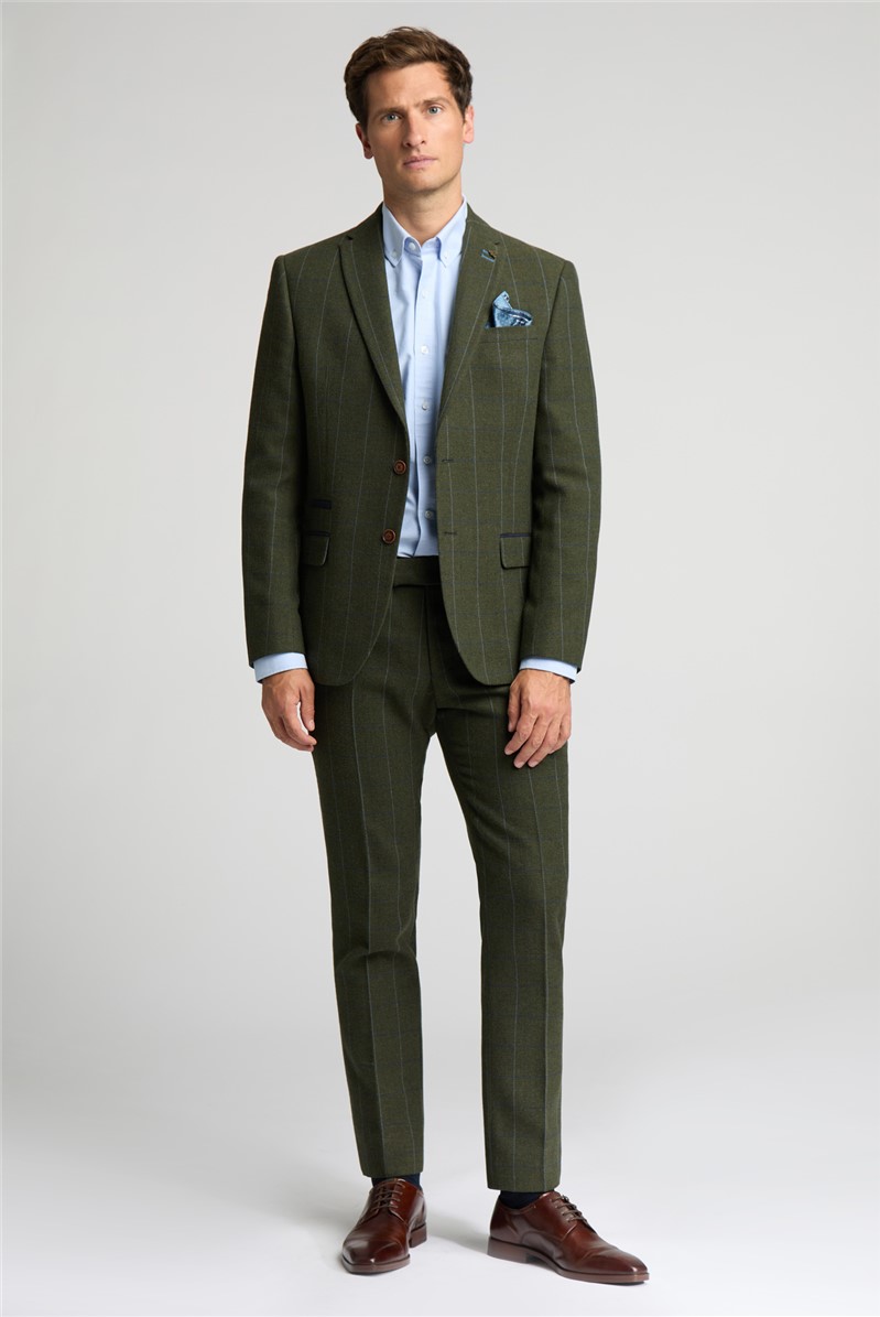  Slim Fit Hooper Green And Blue Check Tweed Suit