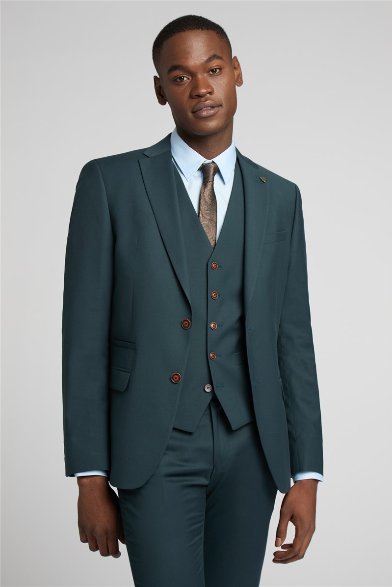  Slim Fit Bay Dark Teal Waistcoat