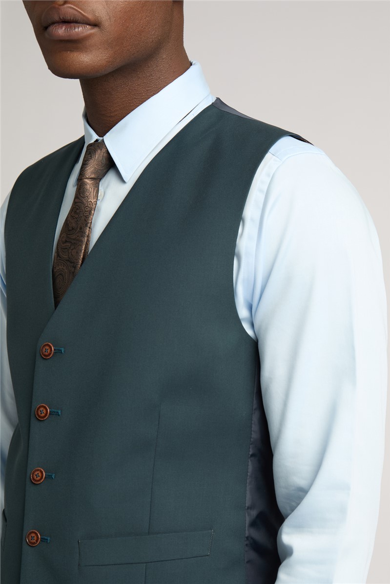  Slim Fit Bay Dark Teal Waistcoat