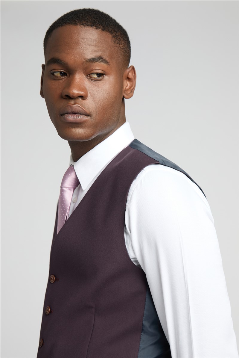  Slim Fit Bay Burgundy Waistcoat