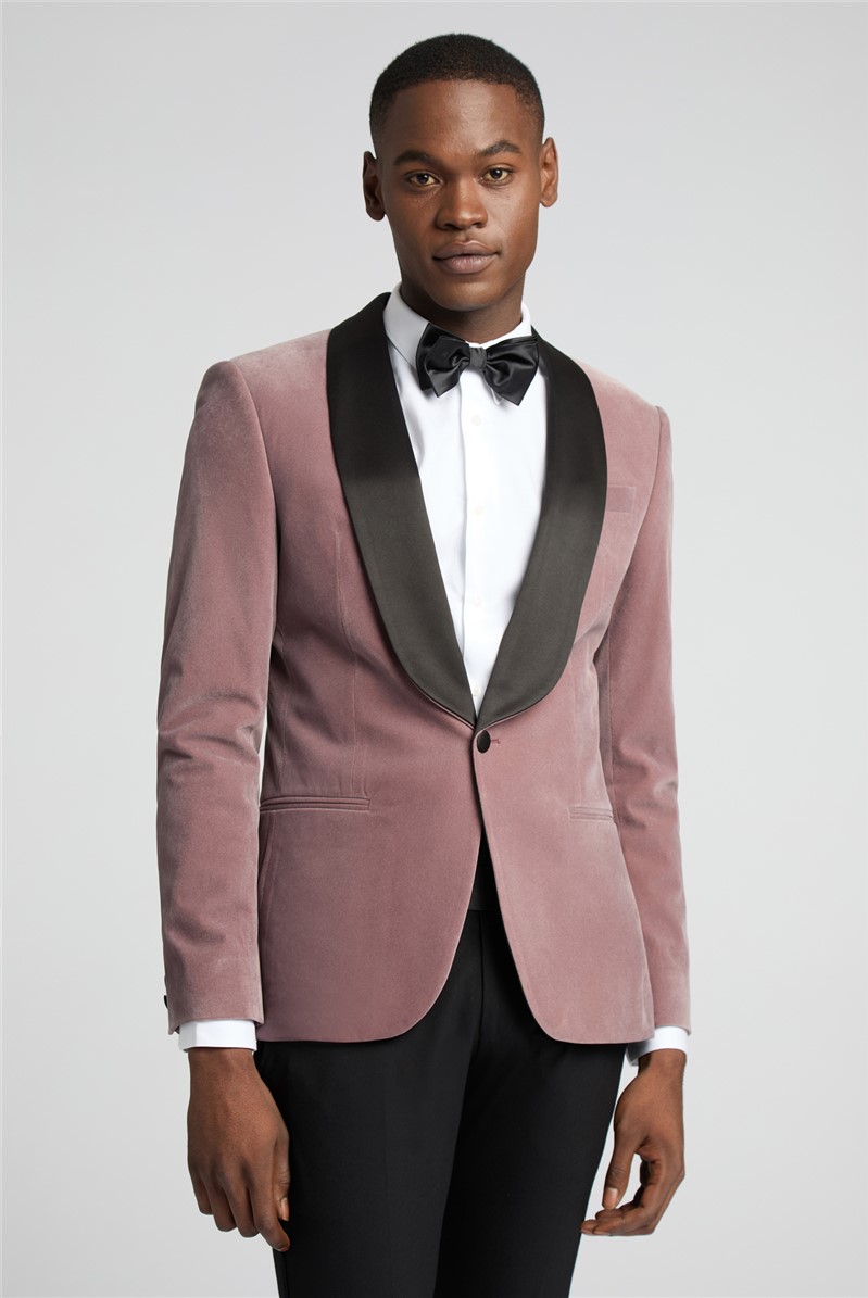  Slim Fit Dusty Pink Velvet Suit