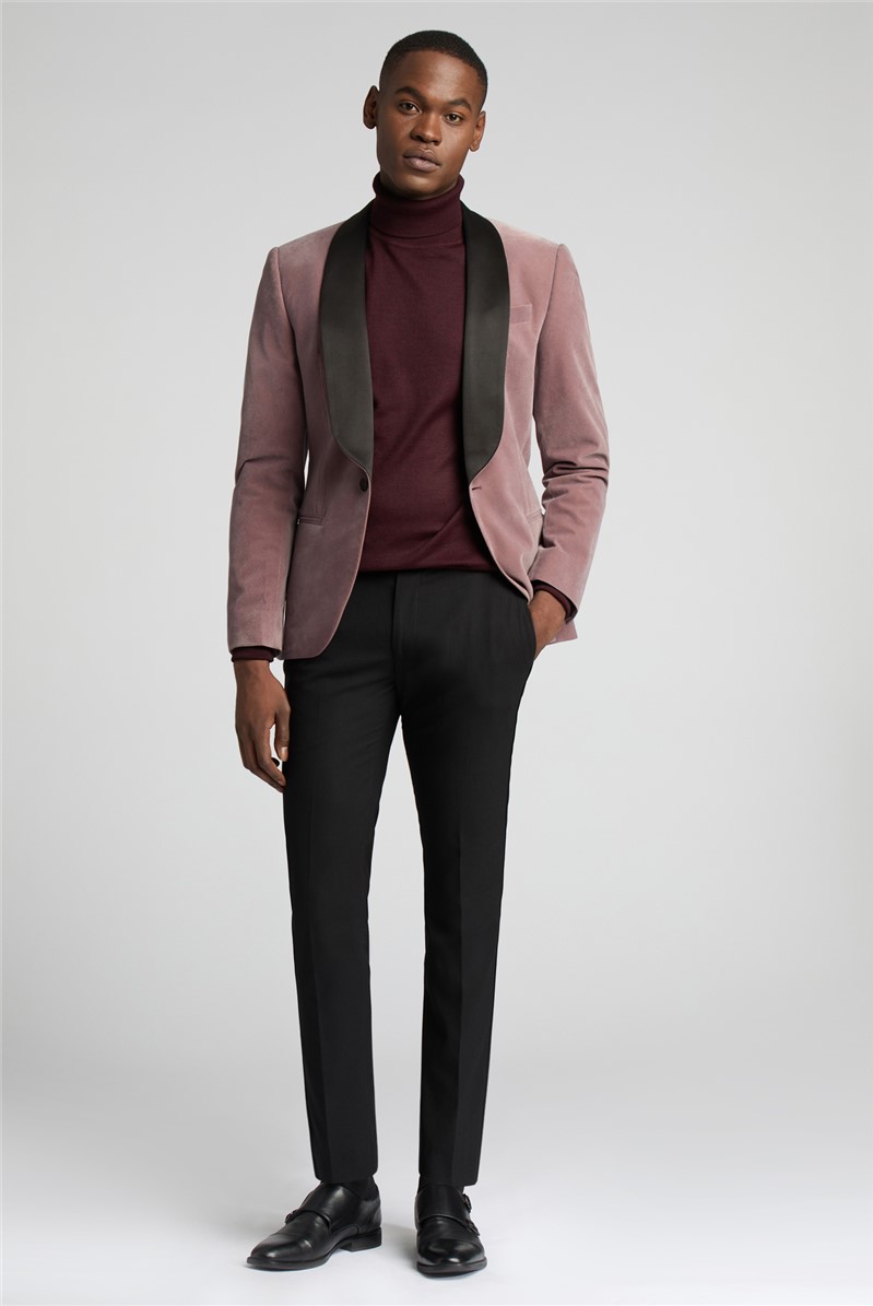  Slim Fit Dusty Pink Velvet Suit