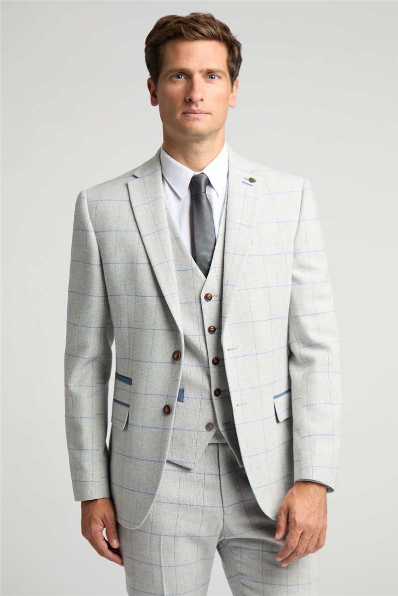  Slim Fit Powell Taupe Check Tweed Suit