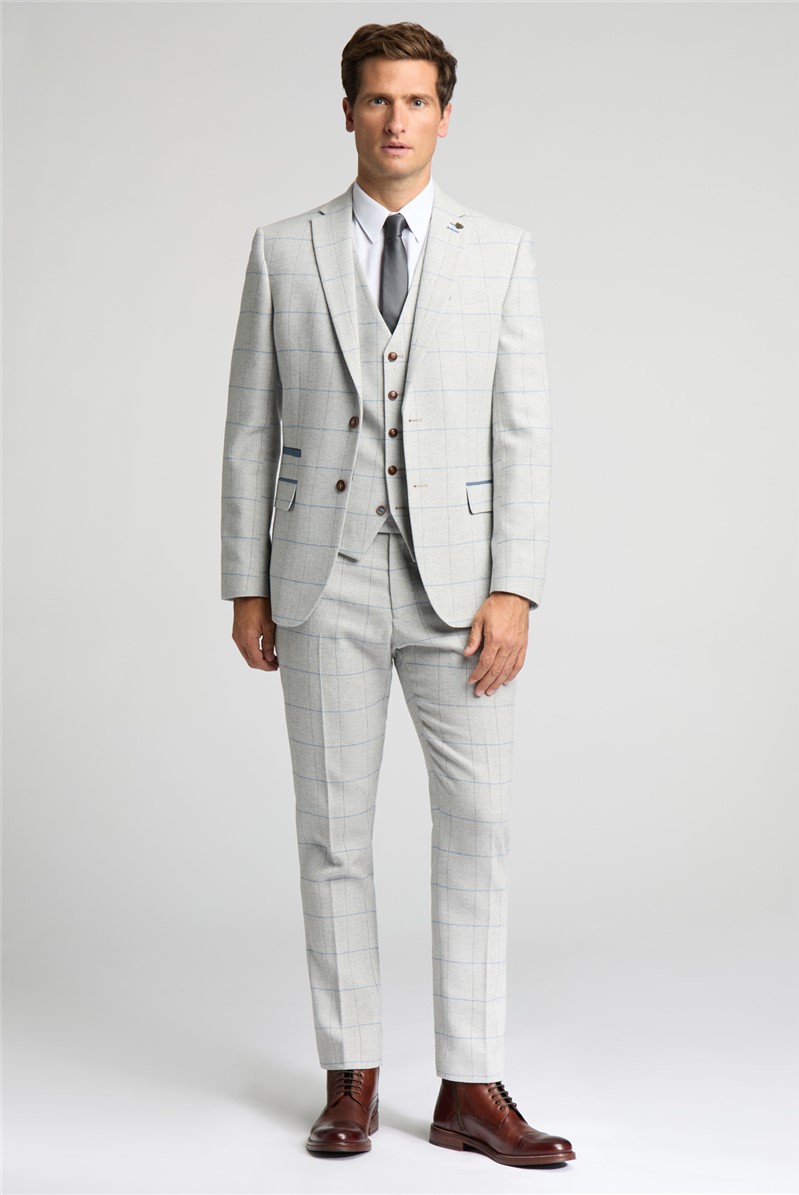  Slim Fit Powell Taupe Check Tweed Suit