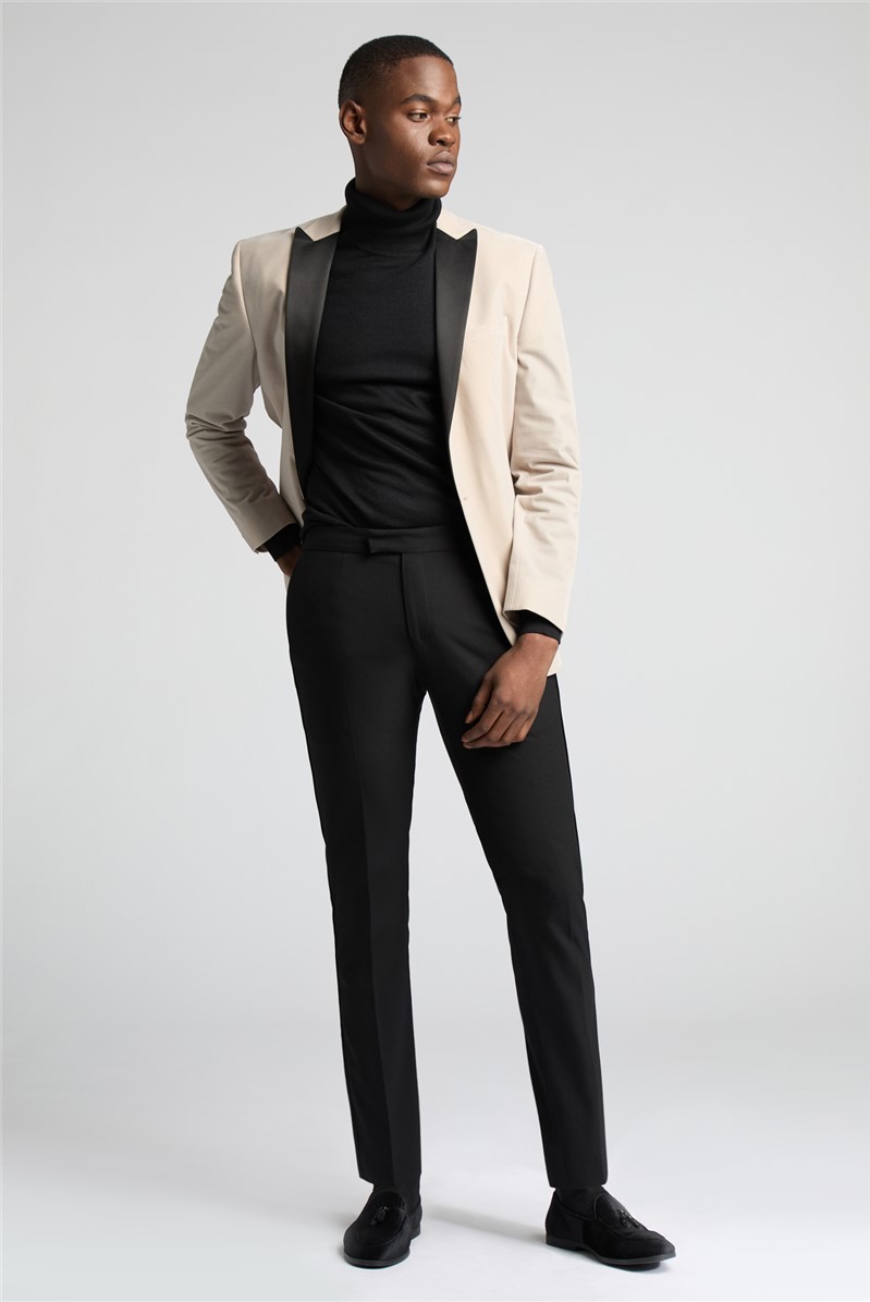  Slim Fit Ecru Velvet Suit