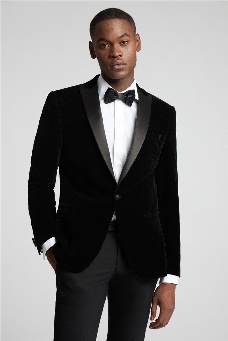  Slim Fit Black Velvet Suit