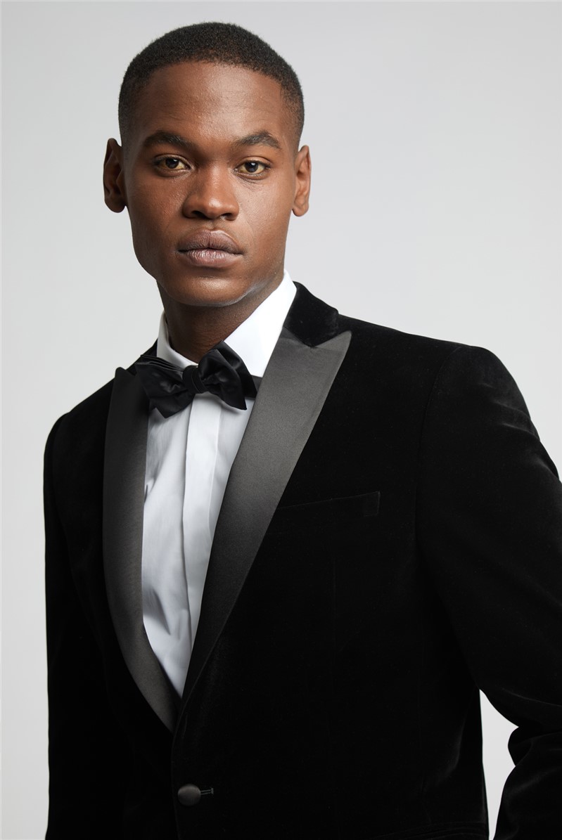  Slim Fit Black Velvet Suit