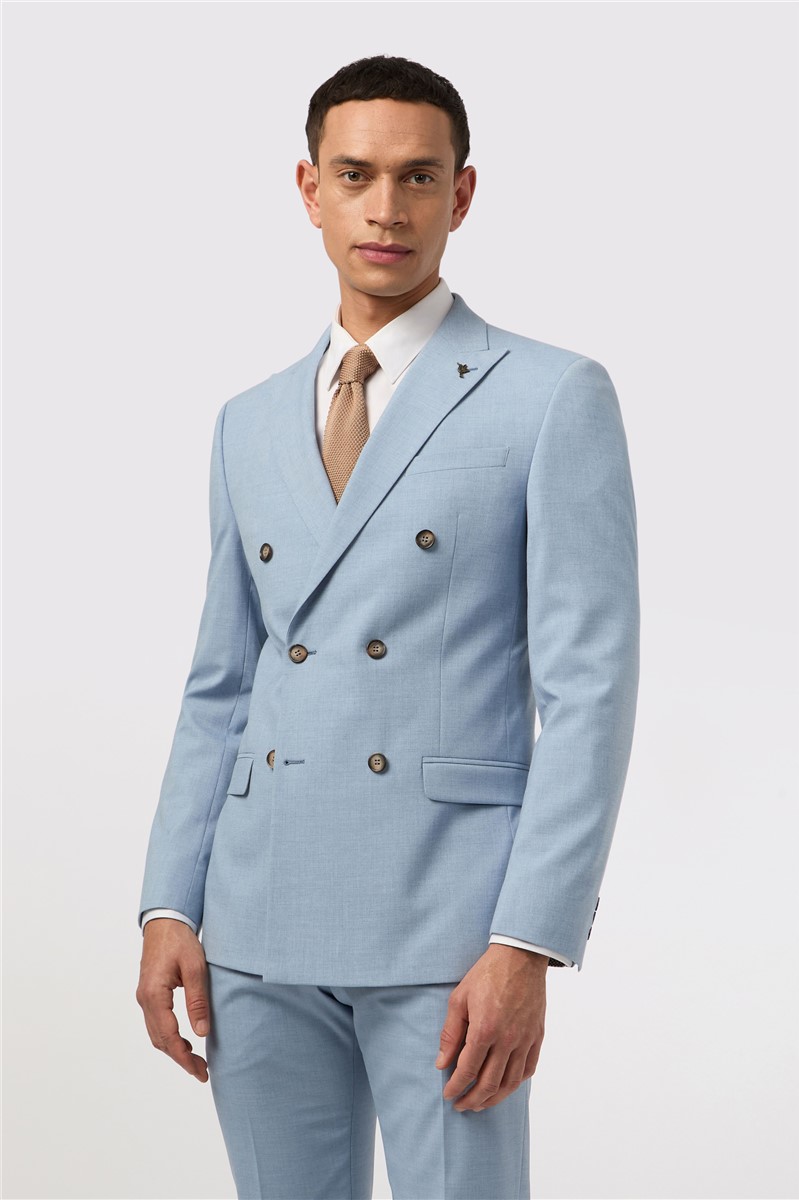  Slim Fit Cloud Blue Double Breasted Suit