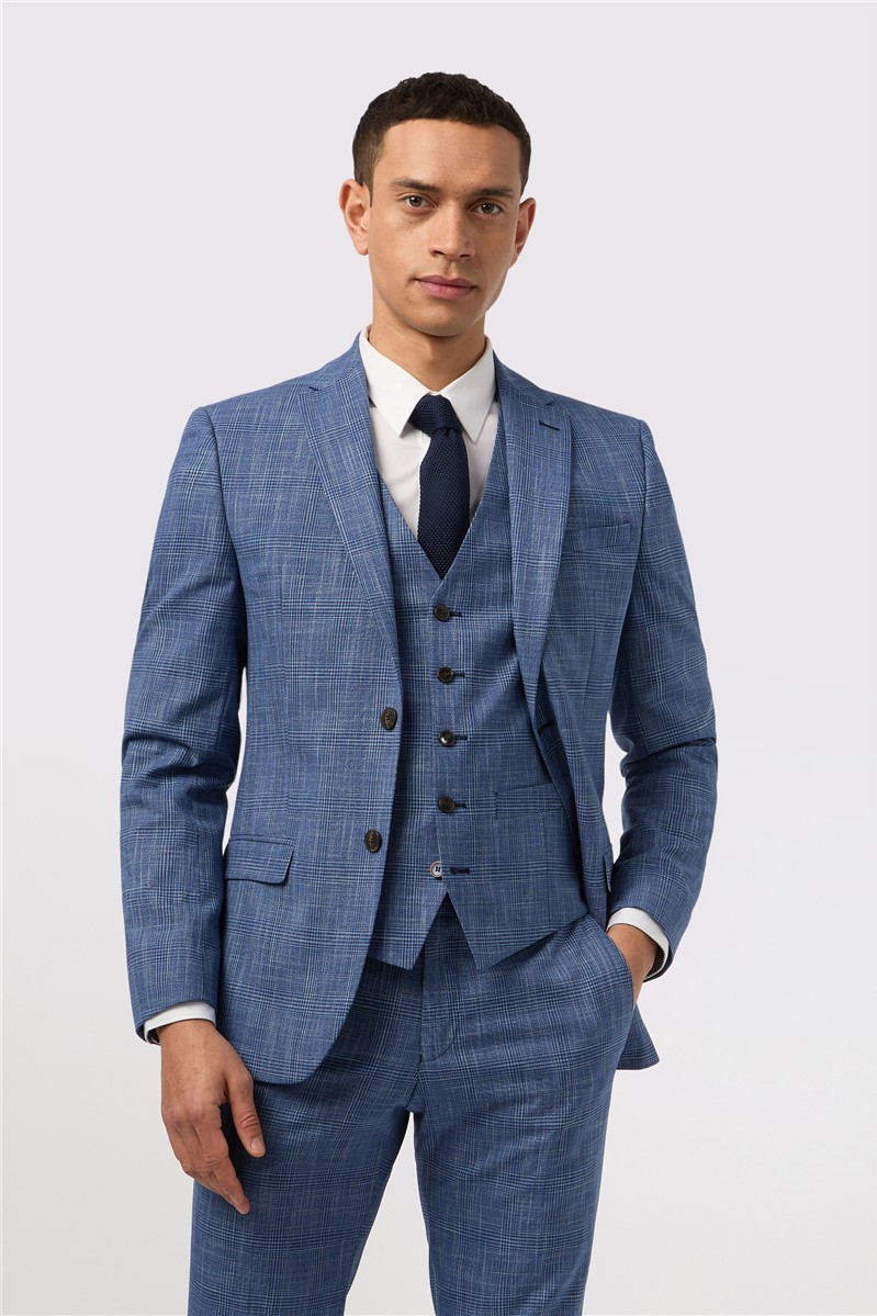  Slim Fit Blue Check Suit