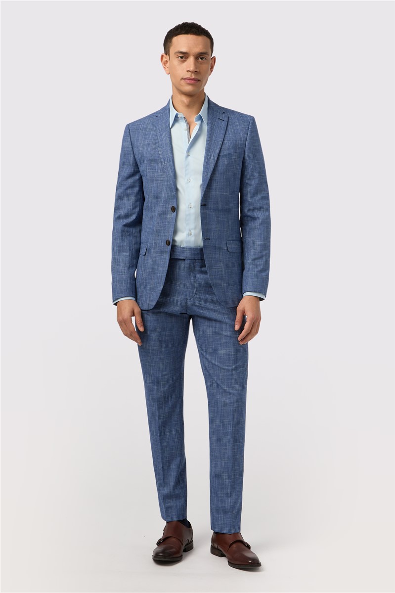  Slim Fit Blue Check Suit