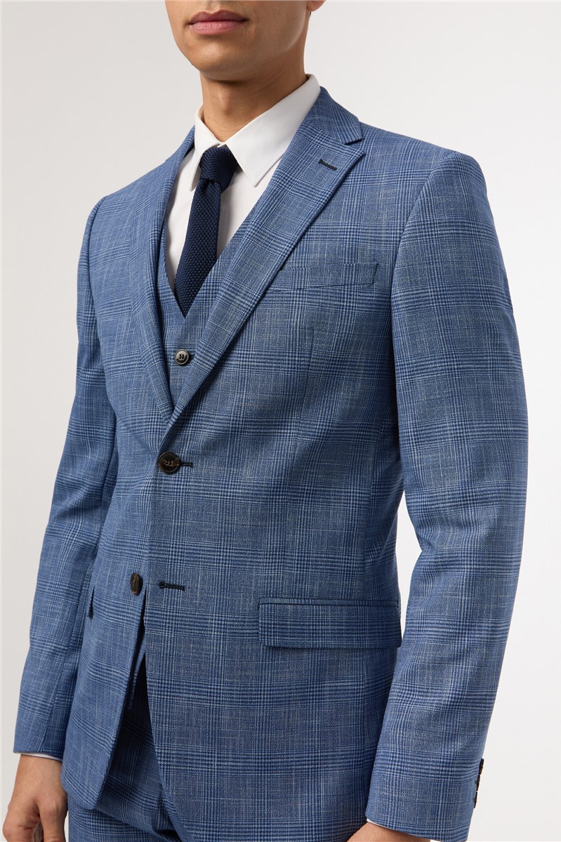  Slim Fit Blue Check Suit