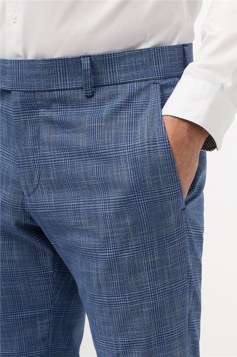  Slim Fit Blue Check Suit