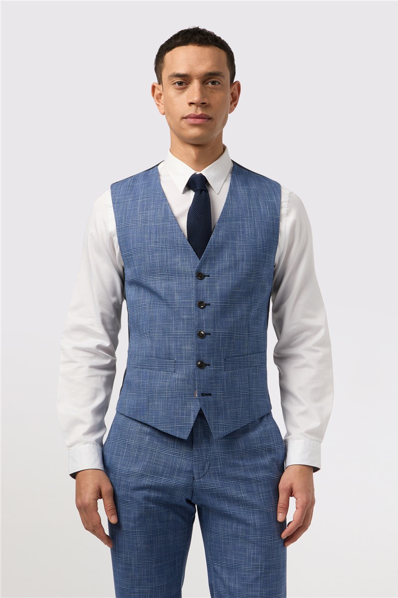  Slim Fit Blue Check Suit