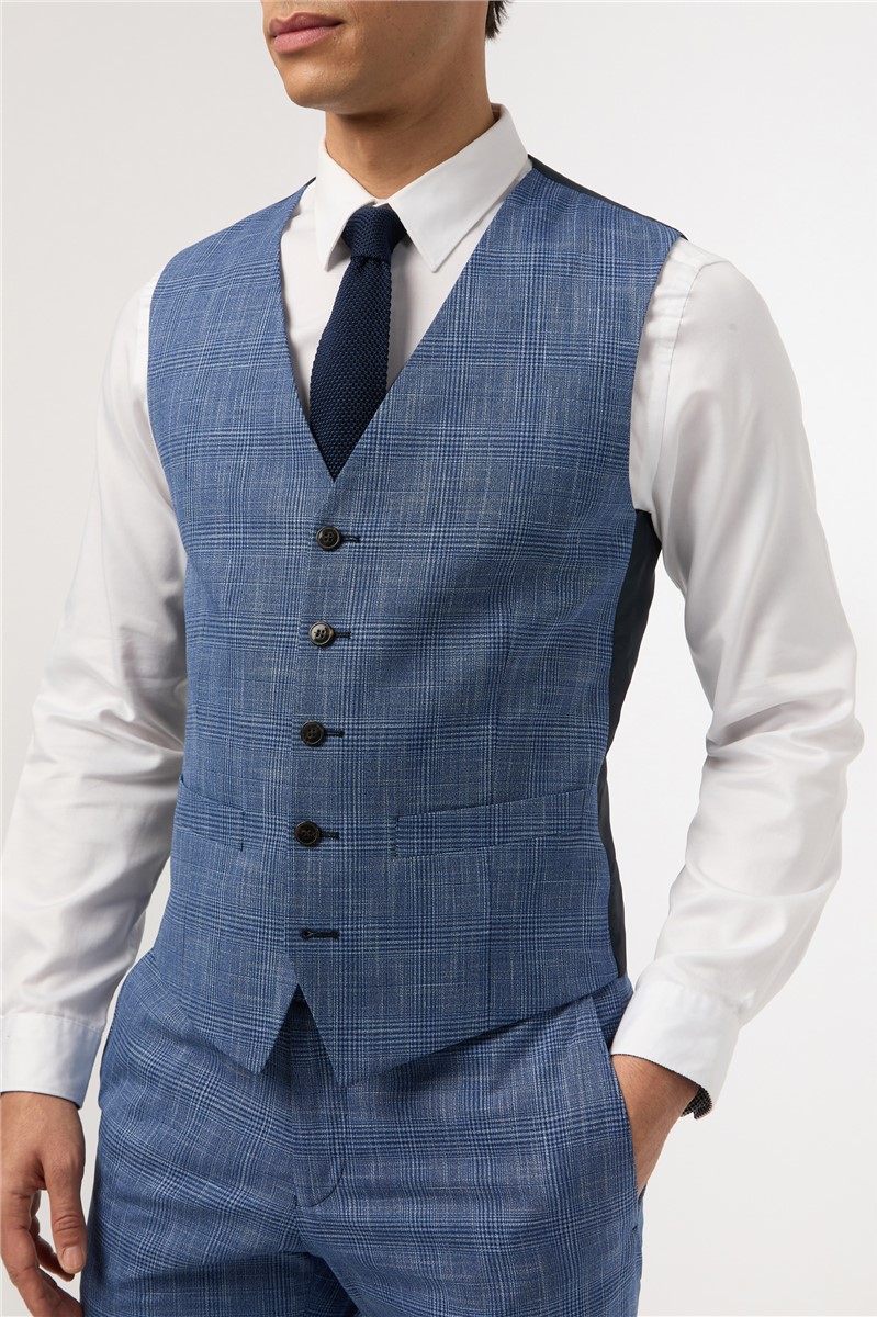  Slim Fit Blue Check Suit