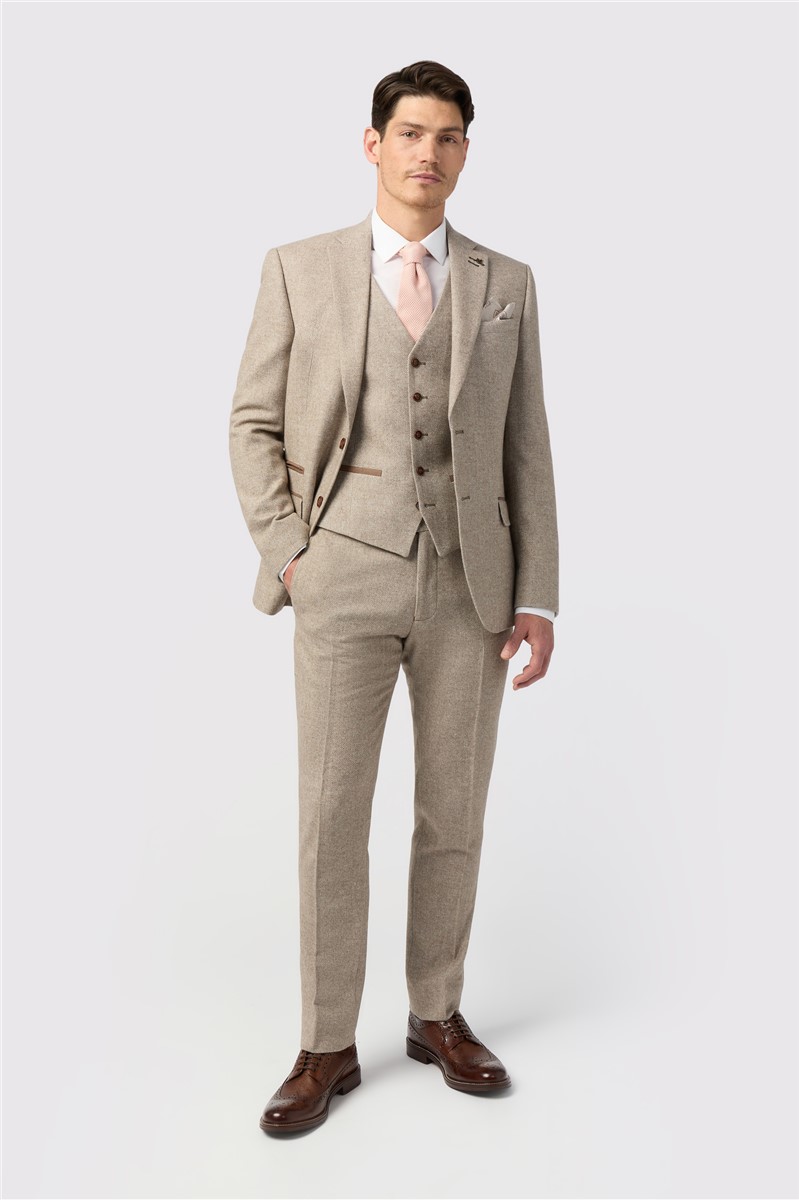  Slim Fit Taupe Tweed Trouser