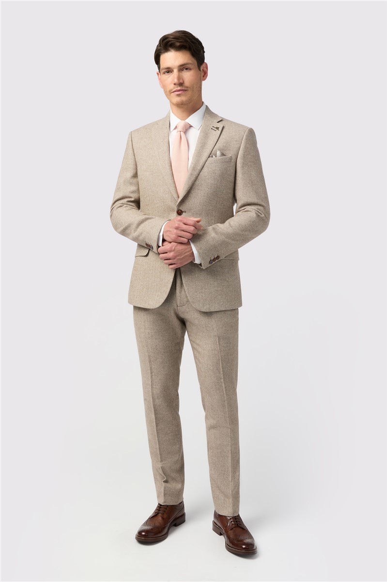  Slim Fit Taupe Tweed Trouser