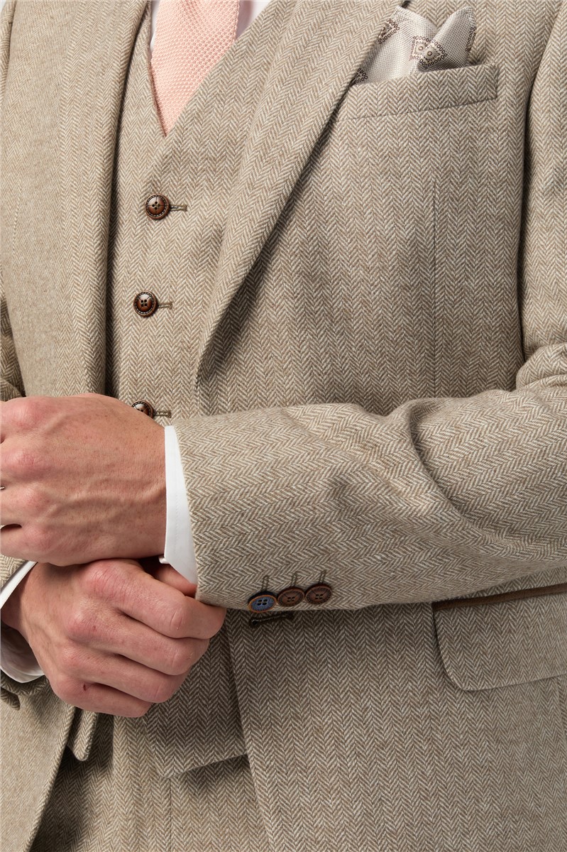  Slim Fit Taupe Tweed Trouser
