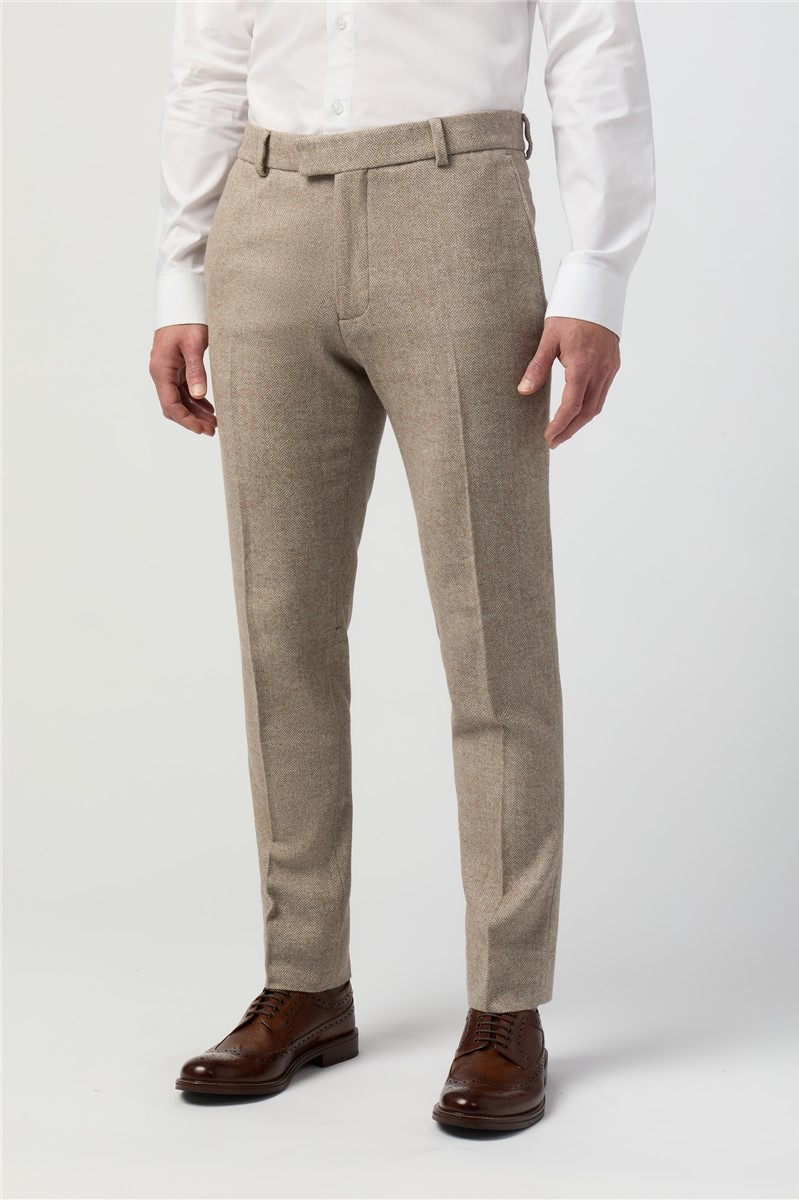  Slim Fit Taupe Tweed Trouser