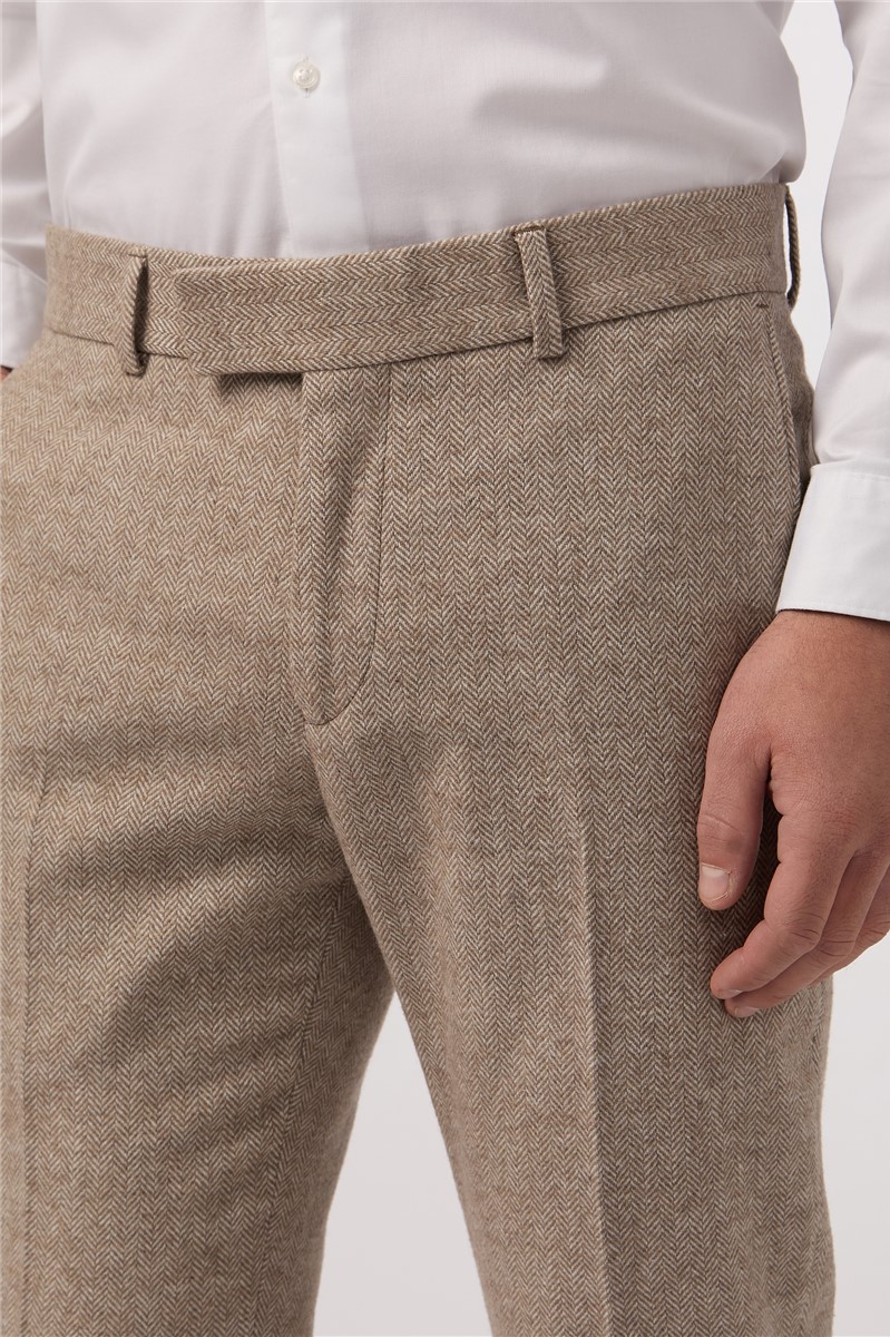  Slim Fit Taupe Tweed Trouser
