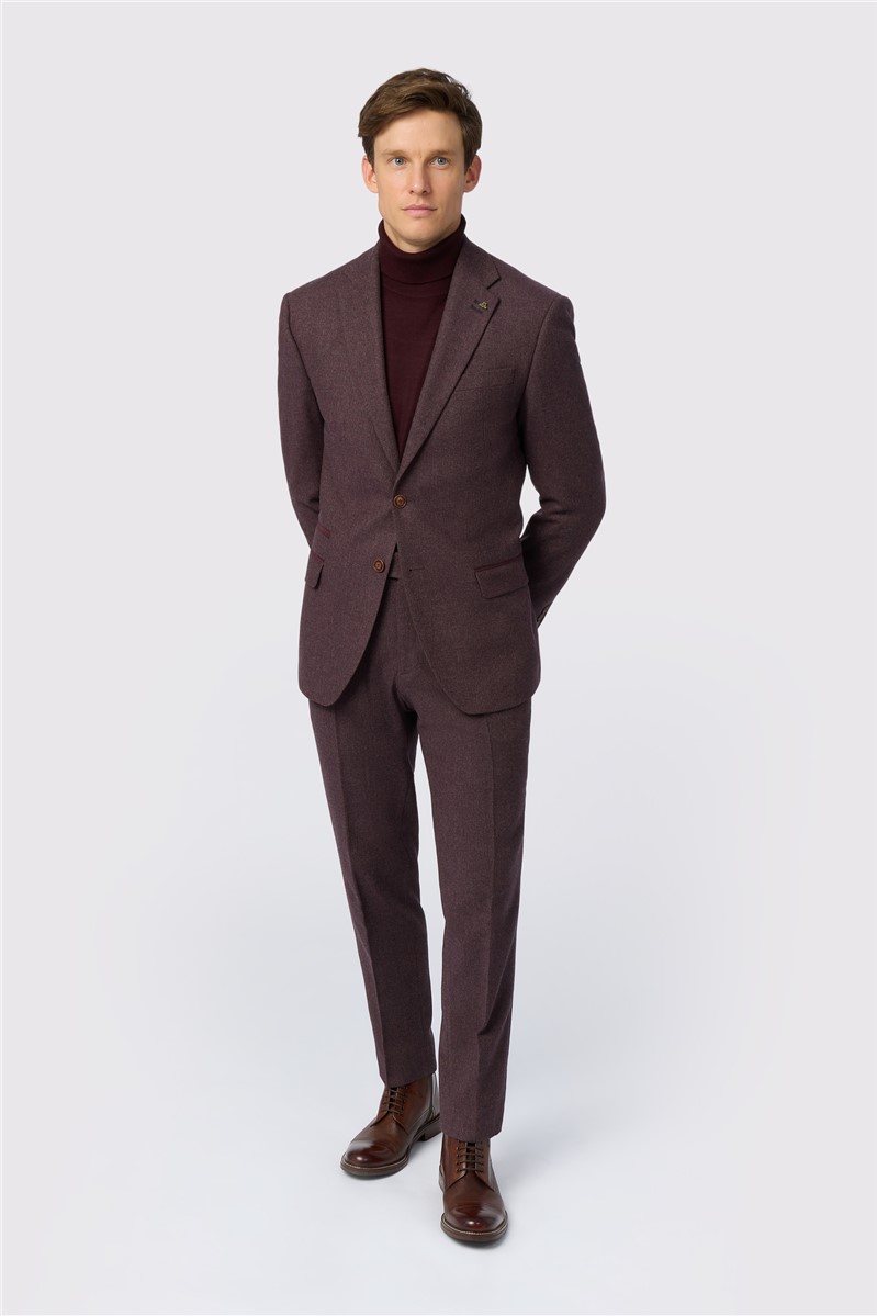  Slim Fit Mulberry Herringbone Tweed Trousers