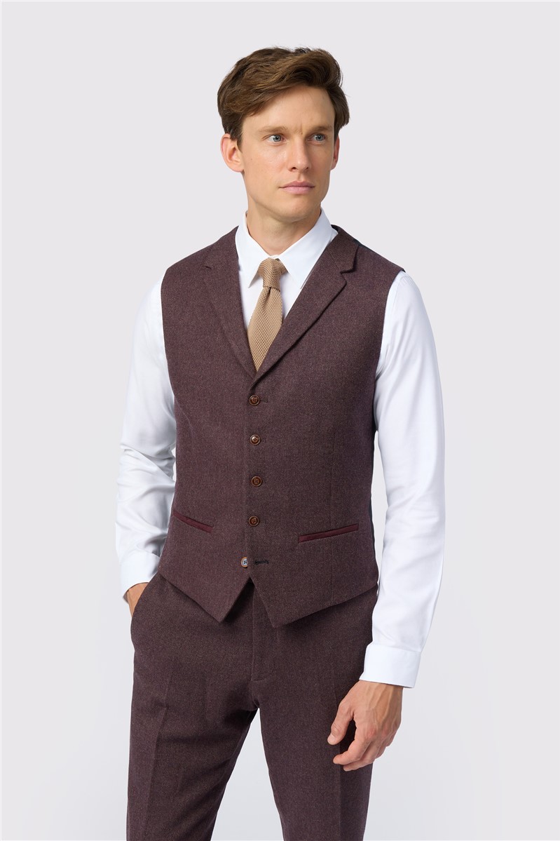  Slim Fit Mulberry Herringbone Tweed Trousers