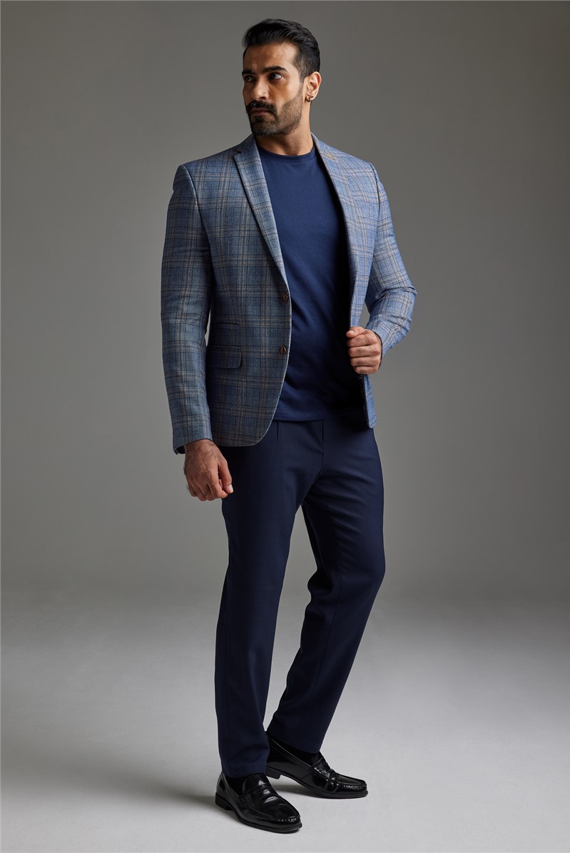 next blue checkered suit