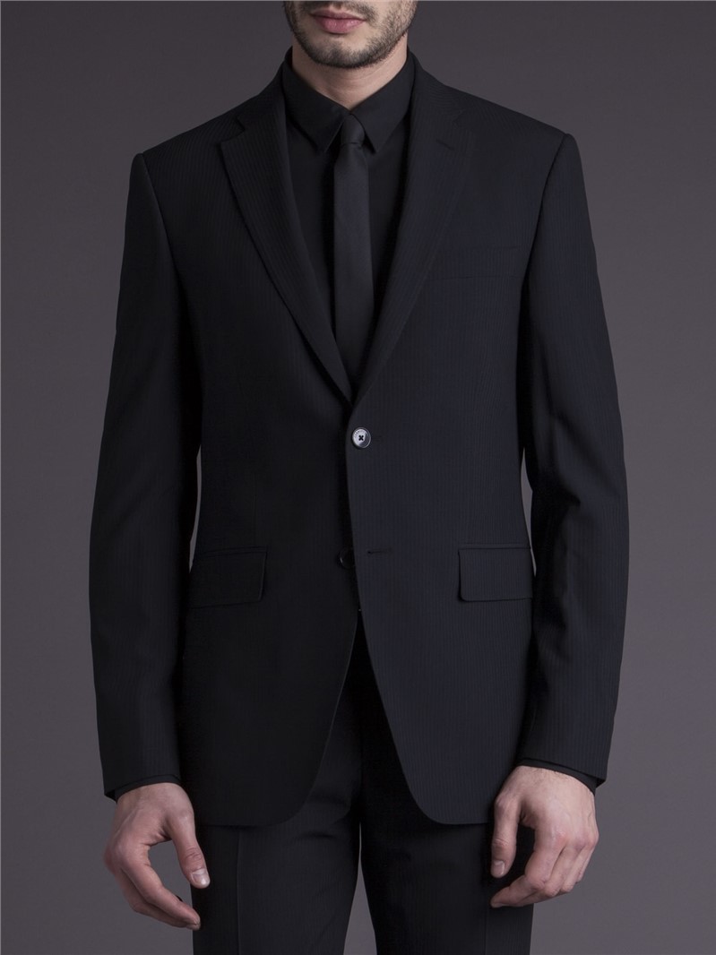  Black Shadow Stripe Tailored Fit Suit