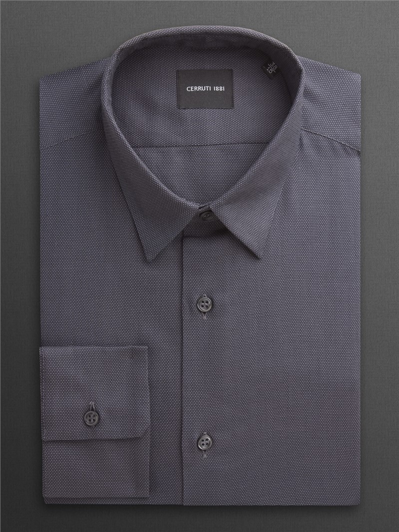 Cerruti 1881 Grey Birdseye Soft Collar Shirt