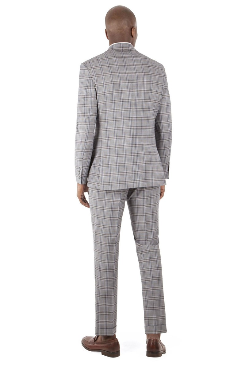  Grey Check Tailored Fit Suit Jacket