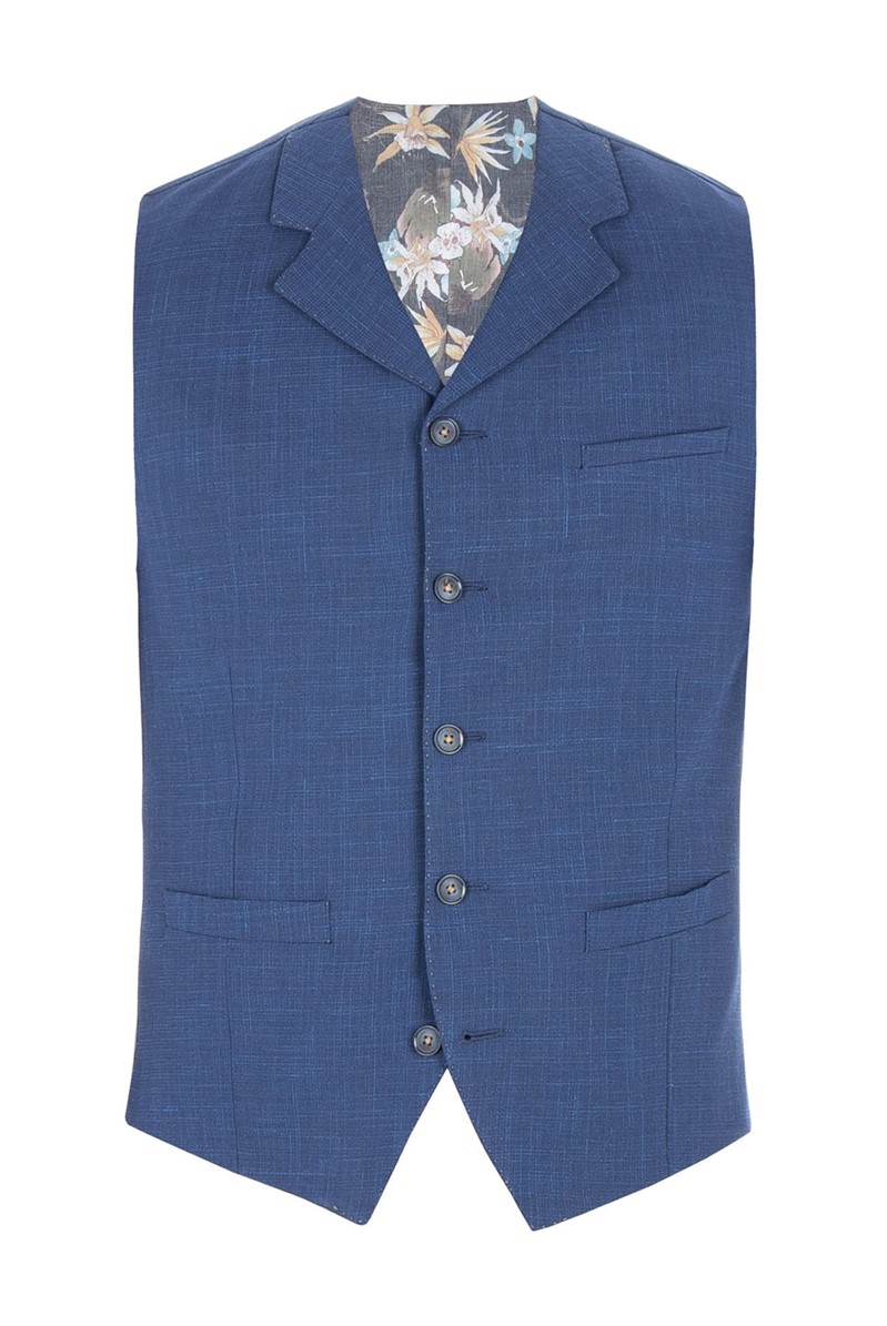  Cobalt Blue Wool Blend Waistcoat