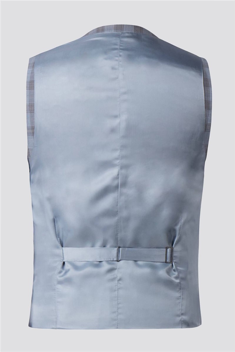 Gibson London Men's Pale Blue Checked Waistcoat Suit Direct