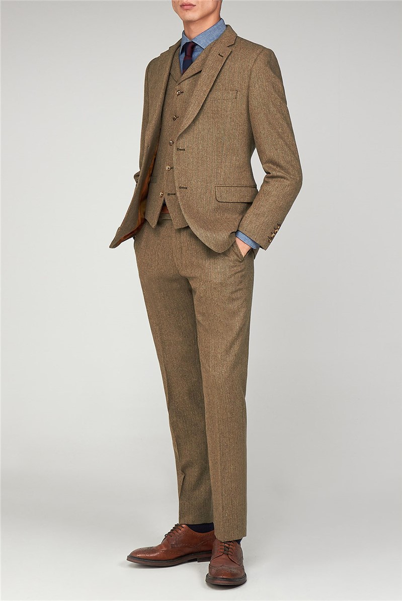  The Pimlico Men''s Brown Herringbone Suit Jacket