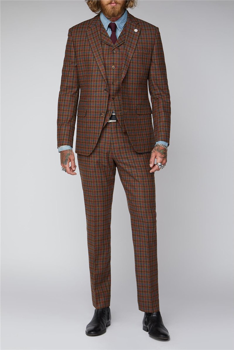  Tan, Teal and Orange Check Jacket