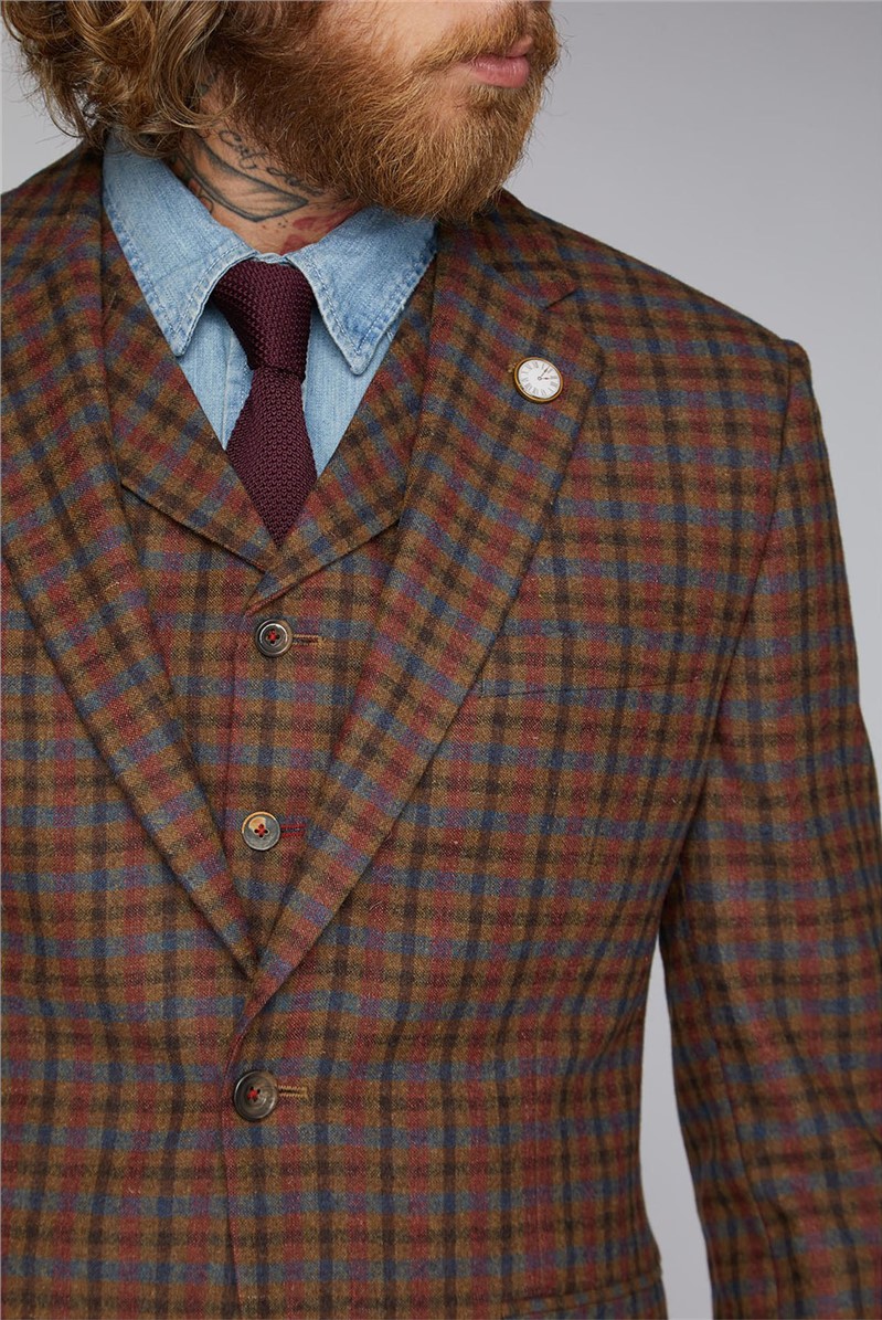  Tan, Teal and Orange Check Jacket