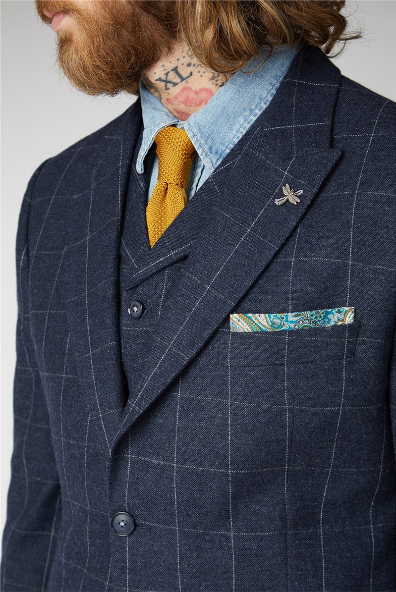  Navy and Grey Windowpane Check Jacket