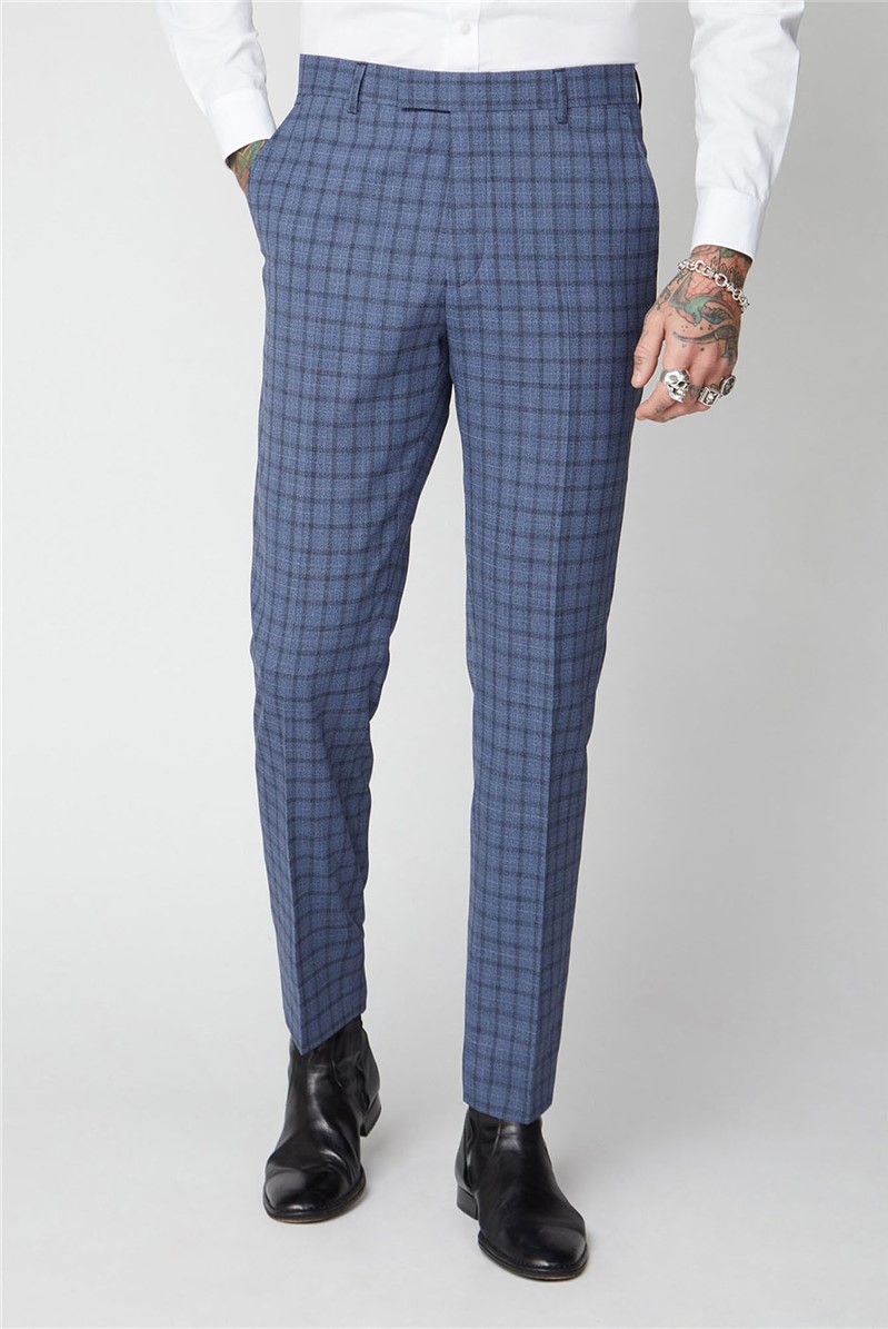 Red Tartan Checked Trousers Slim Plaid Pants (Made in the UK)