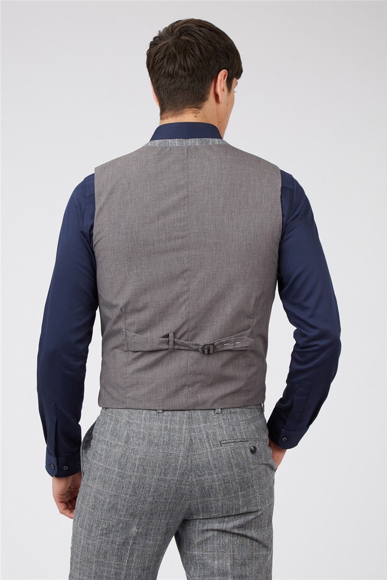  Tailored Fit Grey Check Waistcoat