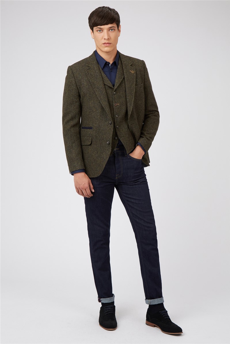 Gibson London | Green Shetland Weave Suit Jacket | Suit Direct