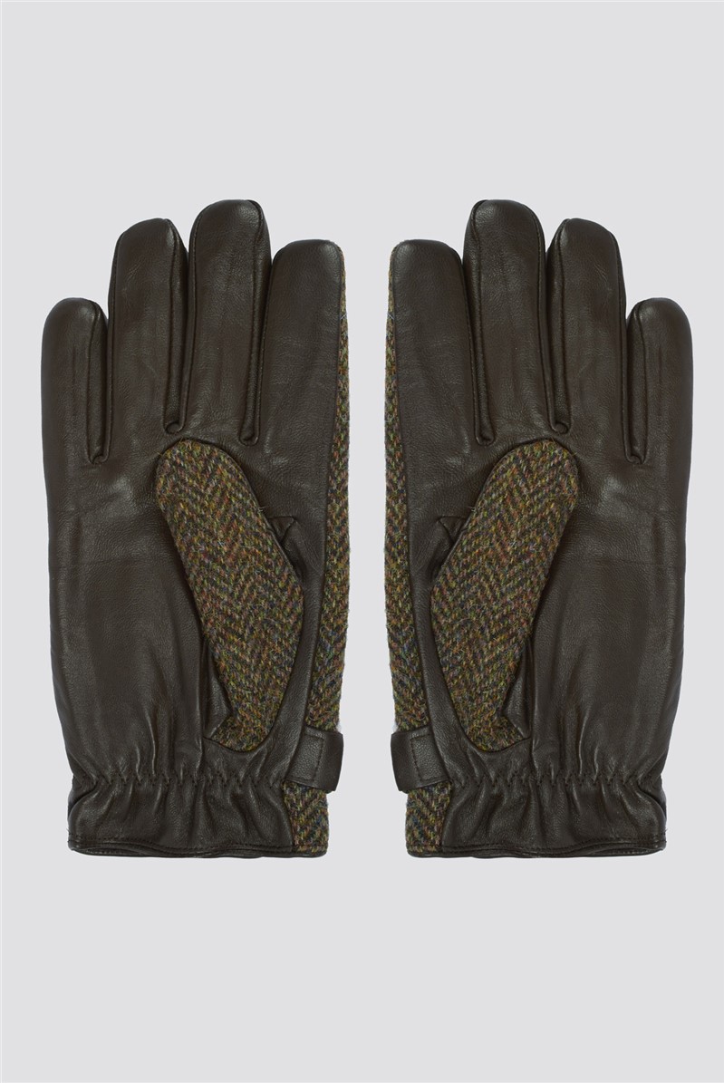 Gibson London Men s Brown Harris Tweed Gloves Suit Direct