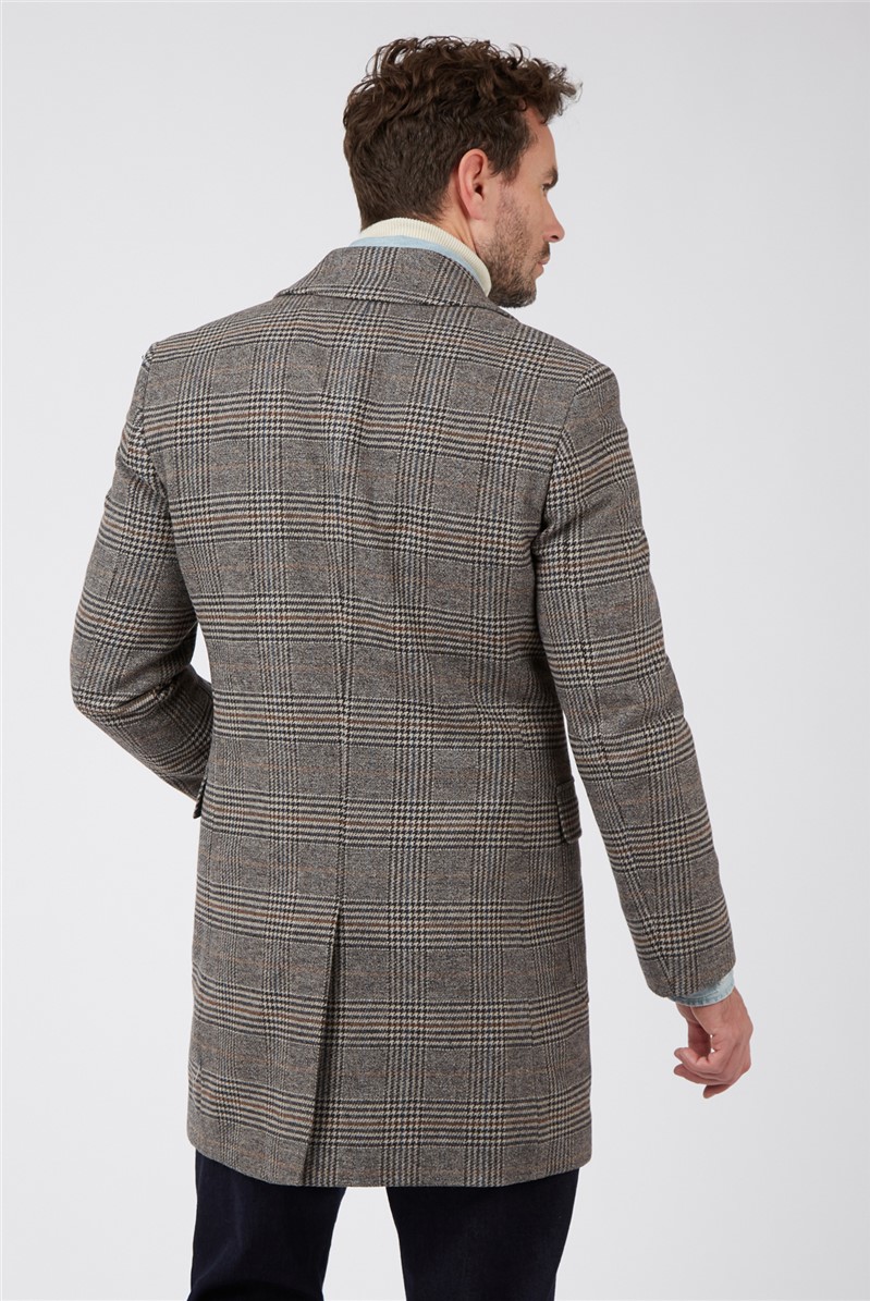 Gibson London | Men's Fawn Overcheck Overcoat | Suit Direct