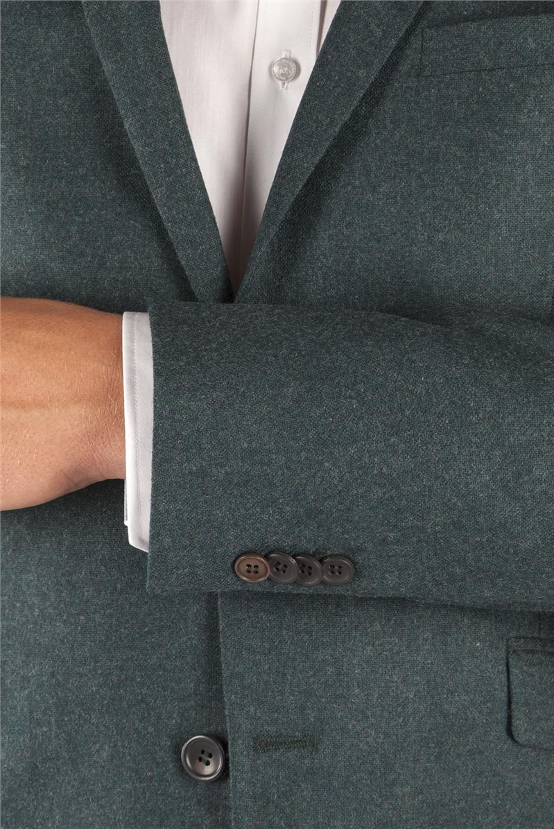  Green Textured Slim Fit Jacket